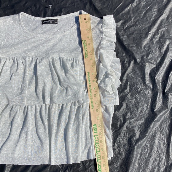 $5/25 OnTwelfth Shimmer Frilly Sleeve Whimsical Sweater - Picture 7 of 7